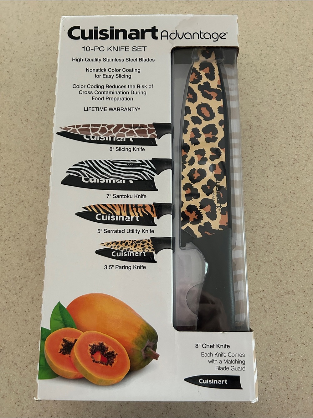 New Cuisinart 10-Piece Assorted Animal Print  Knife Set
